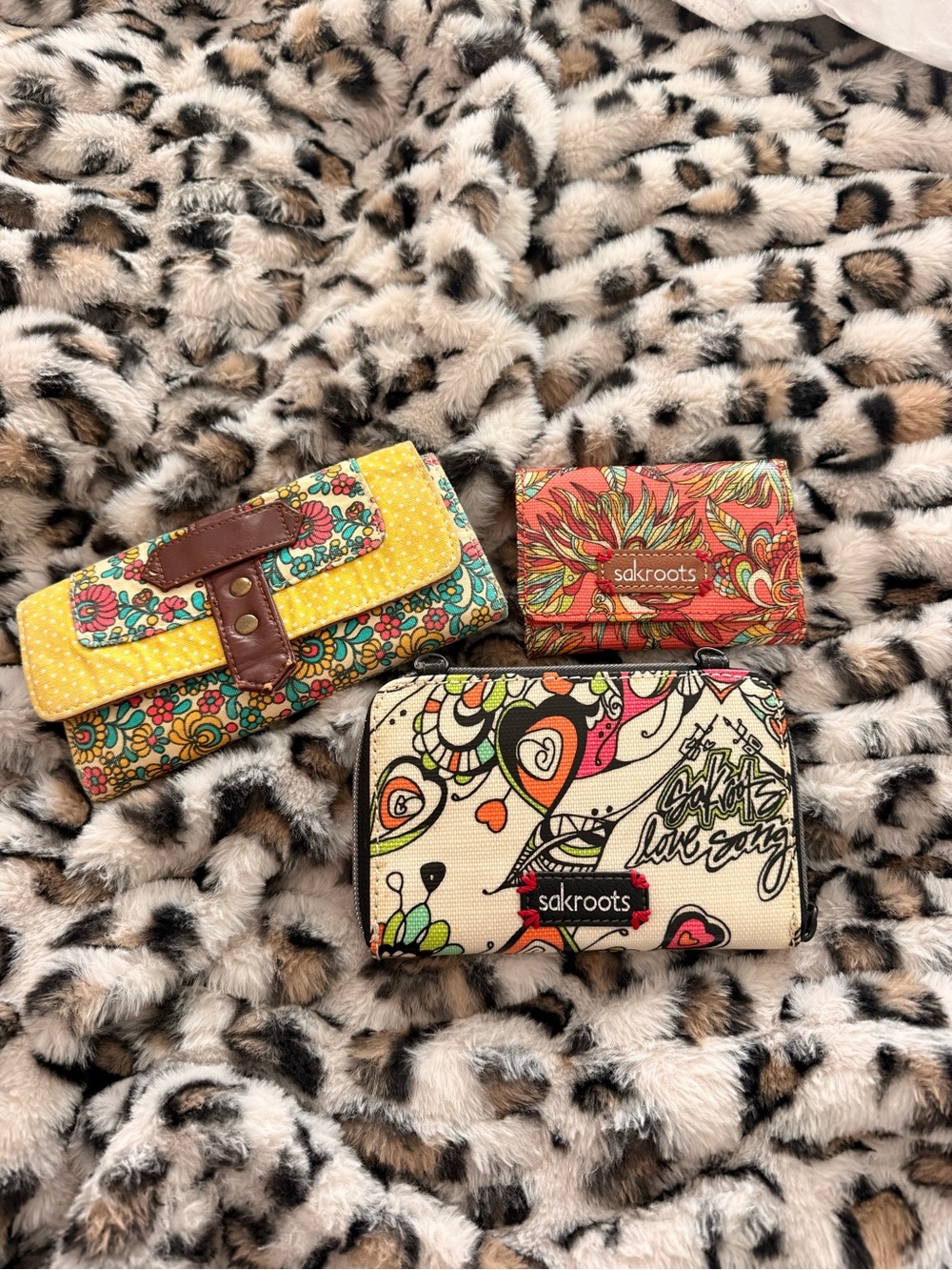 Sakroots Multicolor Printed Wallet Trio with Yellow, Red and Cream Accents